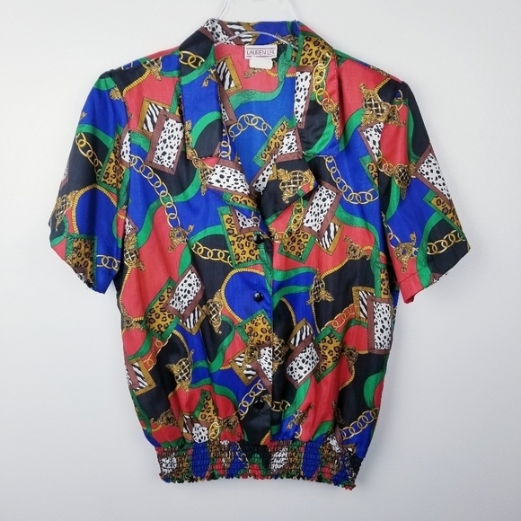 Lauren Lee Tops - Lauren Lee Vintage Multicolored Short Sleeve Top